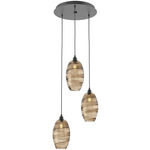 Ellisse Round Multi Light Pendant - Matte Black / Optic Bronze