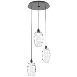 Ellisse Round Multi Light Pendant - Matte Black / Optic Clear