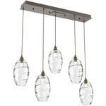 Ellisse Linear Multi Light Pendant - Flat Bronze / Optic Clear