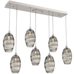 Ellisse Linear Multi Light Pendant - Beige Silver / Optic Smoke