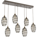 Ellisse Linear Multi Light Pendant - Flat Bronze / Optic Smoke