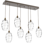 Ellisse Linear Multi Light Pendant - Flat Bronze / Optic Clear