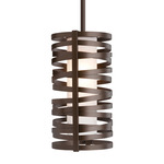 Tempest Small Pendant - Flat Bronze / Frosted Glass