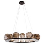 Gem Ring Single Tier Chandelier - Flat Bronze / Bronze