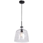 Simplicite Wavy Glass Wide Pendant - Black / Clear Wavy