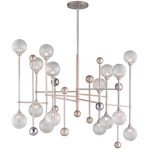 Majorette Linear Chandelier - Silver Leaf / Clear