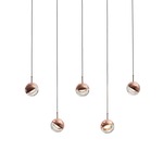 Dora Linear Multi Light Pendant - Copper / Clear