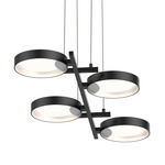 Light Guide 4 Ring Pendant - Satin Black / White