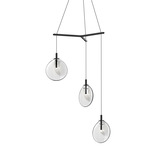 Cantina 3 Light Tri Spread Pendant - Satin Black / Clear