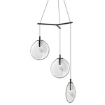 Cantina 3 Light Tri Spread Pendant - Satin Black / Clear