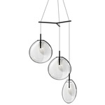 Cantina 3 Light Tri Spread Pendant - Satin Black / Clear