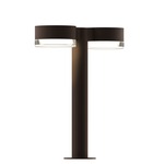 Reals Double PC FH/FW Outdoor Bollard Light - Textured Bronze / Clear