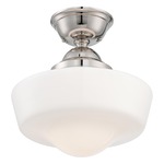 Schoolhouse Ceiling Semi Flush Light - Polished Nickel / Opal