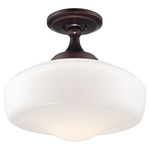 Schoolhouse Ceiling Semi Flush Light - Brushed Bronze / Opal