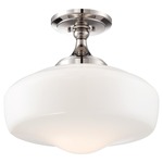 Schoolhouse Ceiling Semi Flush Light - Polished Nickel / Opal