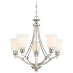 Audreys Point Chandelier - Polished Nickel / Etched Opal