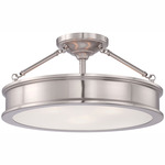Harbour Point Large Semi-Flush Mount - Brushed Nickel / Etched White