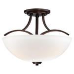 Overland Park Ceiling Semi Flush Light - Vintage Bronze / Etched White