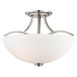 Overland Park Ceiling Semi Flush Light - Brushed Nickel / Etched White