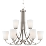 Overland Park Chandelier - Brushed Nickel / Etched White