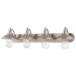 Downtown Edison Shade Bathroom Vanity Light - Brushed Nickel / Clear