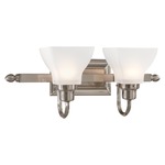 Mission Ridge Bathroom Vanity Light - Brushed Nickel / Etched Glass