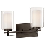 Parsons Studio Bathroom Vanity Light - Smoked Iron / Etched White