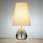 Claridge Teardrop Table Lamp - Polished Nickel / Oyster Gray Silk Dupioni