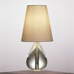 Claridge Tiny Teardrop Accent Lamp - Polished Nickel / Oyster Gray Silk Dupioni