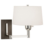 Wonton Reading Arm Wall Sconce - Silver / Weathered Ebony / Off White