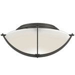Compass Flush Ceiling Light Fixture - Natural Iron / Opal