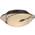 Forged Leaves Ceiling Flush Light - Dark Smoke / Opal