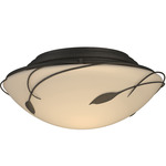 Forged Leaves Ceiling Flush Light - Natural Iron / Opal