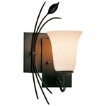 Forged Leaf Wall Sconce - Dark Smoke / Opal