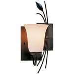 Forged Leaf Wall Sconce - Dark Smoke / Opal