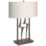 Antasia Oval Table Lamp - Dark Smoke / Flax