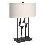 Antasia Oval Table Lamp - Black / Flax