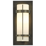 Banded Outdoor Wall Sconce - Coastal Dark Smoke / Opal