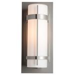 Banded Outdoor Wall Sconce - Coastal Burnished Steel / Opal
