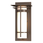 Banded Top Plate Small Outdoor Wall Sconce - Coastal Bronze / Opal
