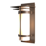 Banded Top Plate Outdoor Wall Sconce - Coastal Bronze / Opal