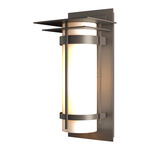 Banded Top Plate Outdoor Wall Sconce - Coastal Dark Smoke / Opal