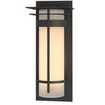 Banded Top Plate Outdoor Wall Sconce - Coastal Natural Iron / Opal