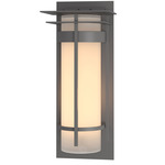 Banded Top Plate Outdoor Wall Sconce - Coastal Burnished Steel / Opal