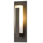 Forged Vertical Bars Outdoor Wall Sconce - Coastal Bronze / Opal