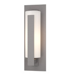 Forged Vertical Bars Outdoor Wall Sconce - Coastal Burnished Steel / Opal