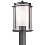 Meridian Outdoor Post Light - Coastal Dark Smoke / Opal and Seeded