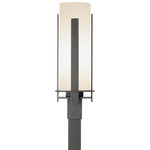 Forged Vertical Bars Outdoor Post Light - Coastal Natural Iron / Opal