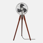 Arden Pedestal Fan - Satin Nickel / Walnut