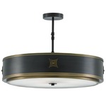 Huntsman Semi Flush Ceiling Light - Satin Black / White